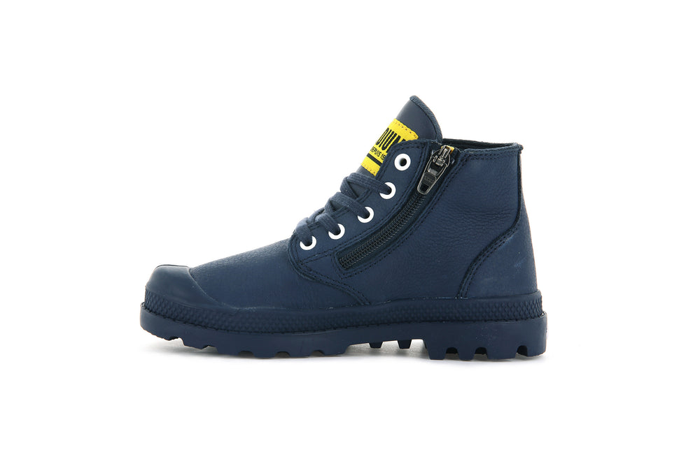 Botas Palladium PAMPA MID LTH ZIP Niños Indigo | Costa Rica-59240